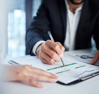 People go over paperwork